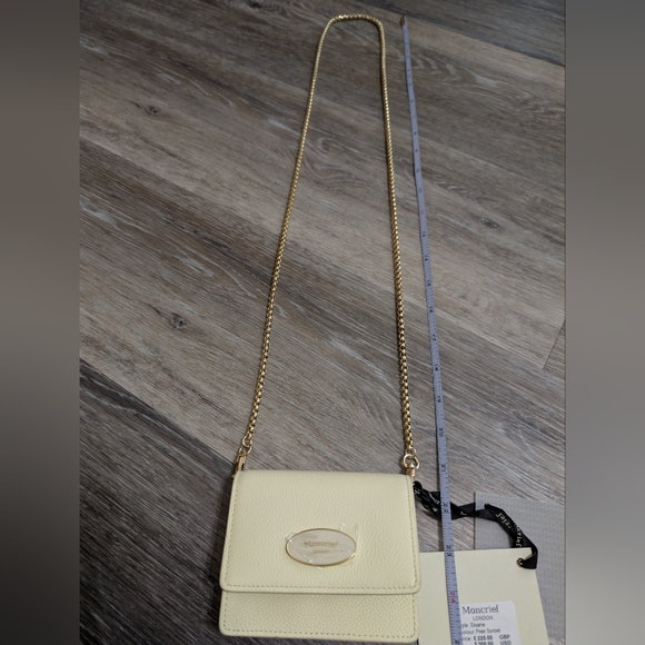 NWT•Moncrief London Italian Leather "Sloane"Crossbody Coin/ID Pouch•Bridal Ivory - Picture 10 of 17